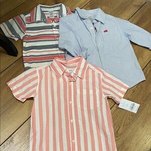 Set of 3 New with tags Carter's Kids Button Down Shirt Set - Pink, Blue, Gray